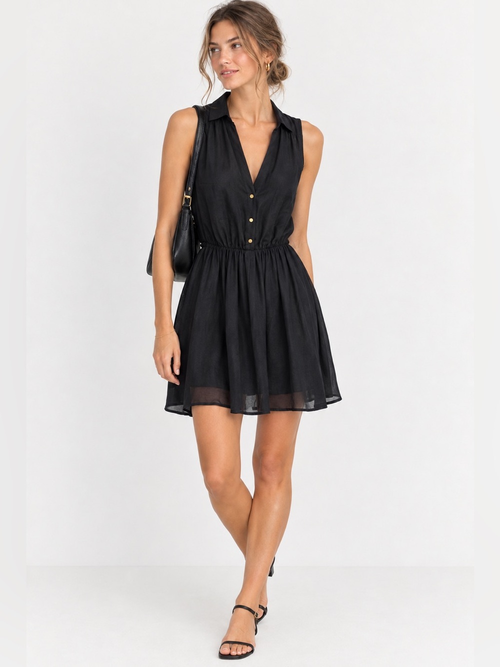 H&M Minimalist Whimsigoth Sleeveless Lined Black Dress Capsule Wardrobe US 4